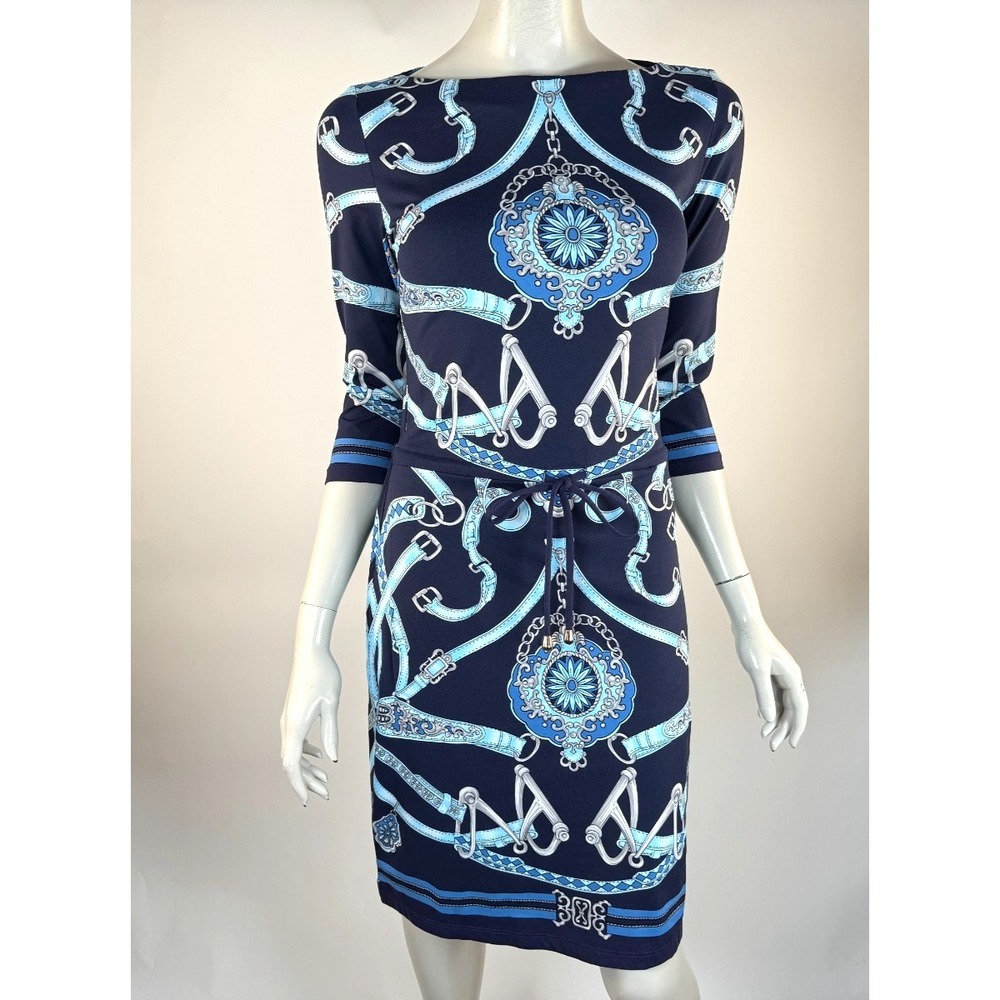 J McLaughlin Catalina Cloth Marianne Dress Women S Equestrian Nylon Stretch Navy